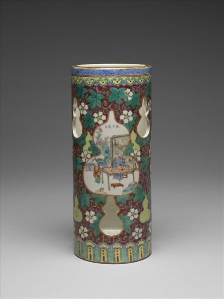 粉彩葫蘆開光人物圖帽筒