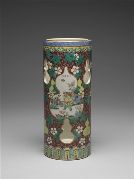 粉彩葫蘆開光人物圖帽筒