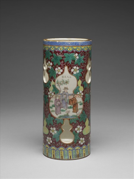 粉彩葫蘆開光人物圖帽筒