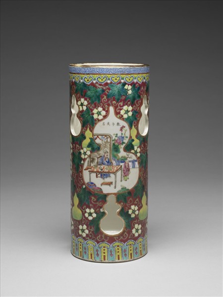 粉彩葫蘆開光人物圖帽筒