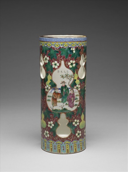 粉彩葫蘆開光人物圖帽筒