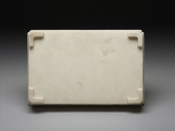 白石雕蝠龍長方水仙盆