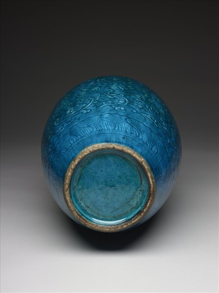 孔雀藍釉橄欖瓶