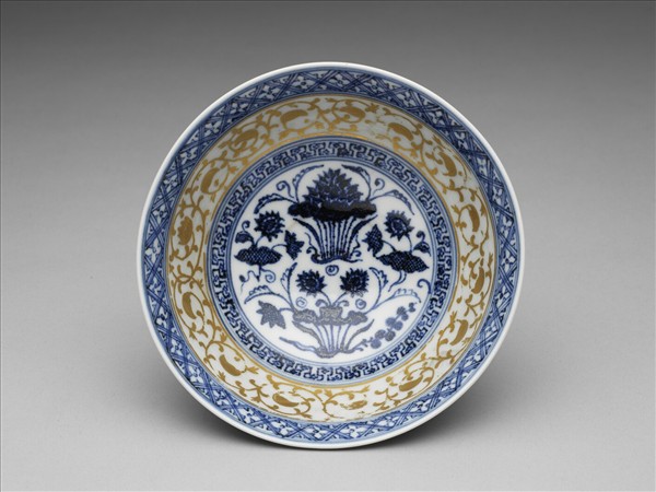 青花蓮塘紋金彩碗