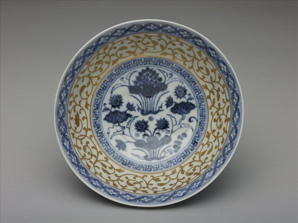 青花蓮塘紋金彩碗