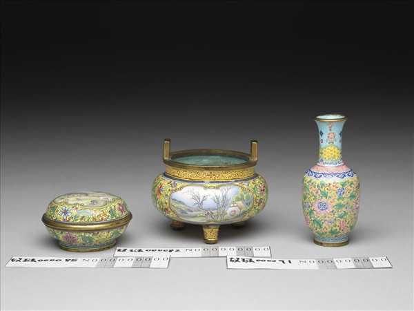 銅胎畫琺瑯山水人物圖爐