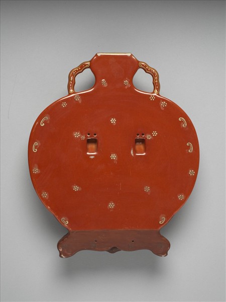 粉彩紅地錦上添花詩意轎瓶