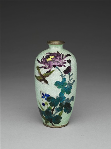 銅胎琺瑯花鳥紋瓶