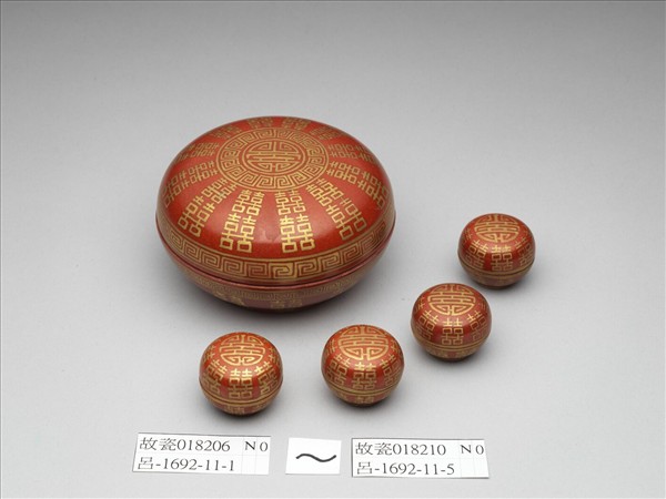 紅地描金喜字蓋盒