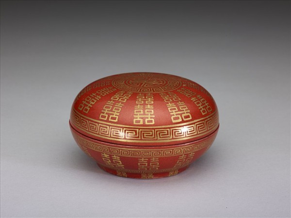 紅地描金喜字蓋盒