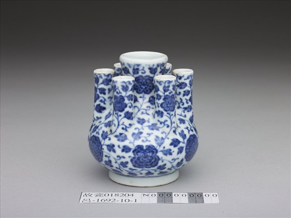 青花花卉紋七管瓶