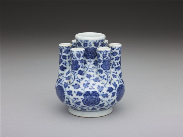 青花花卉紋七管瓶