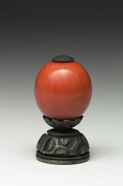 雕石染紅壽字頂戴