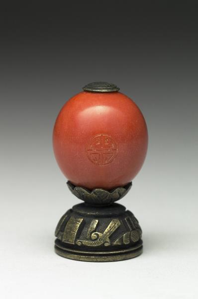 雕石染紅壽字頂戴