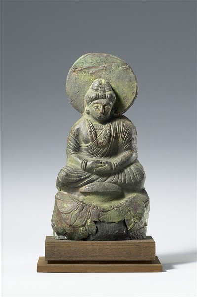 巴基斯坦 古代犍陀羅地區 3-4世紀 青銅薄片 菩薩趺坐像