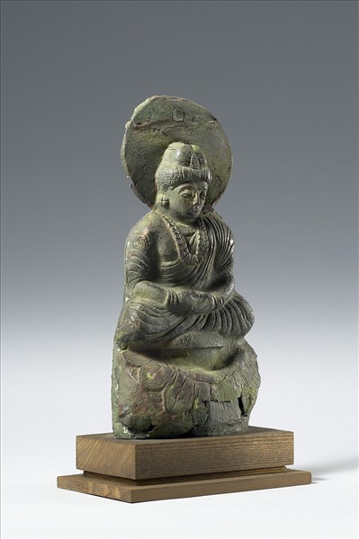 巴基斯坦 古代犍陀羅地區 3-4世紀 青銅薄片 菩薩趺坐像