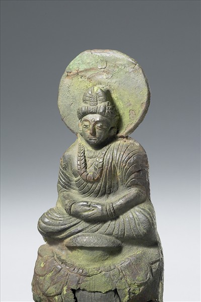 巴基斯坦 古代犍陀羅地區 3-4世紀 青銅薄片 菩薩趺坐像