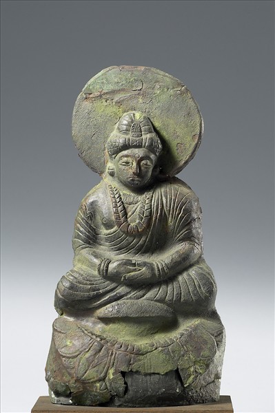 巴基斯坦 古代犍陀羅地區 3-4世紀 青銅薄片 菩薩趺坐像
