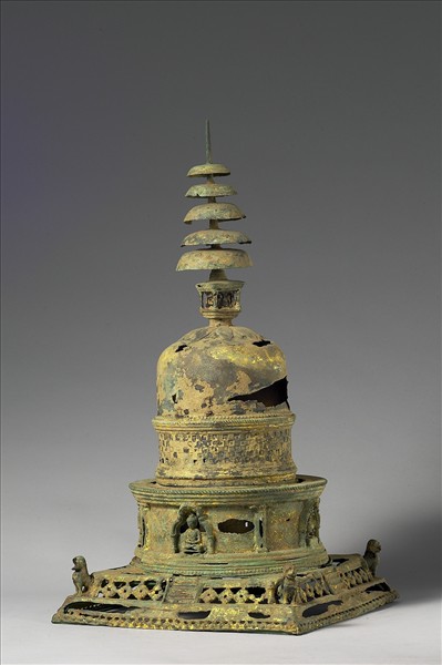 巴基斯坦 古代犍陀羅地區 6世紀 青銅薄片 奉獻塔