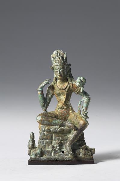 巴基斯坦 斯瓦特 7-8世紀 青銅 蓮華手觀音菩薩半跏思惟像