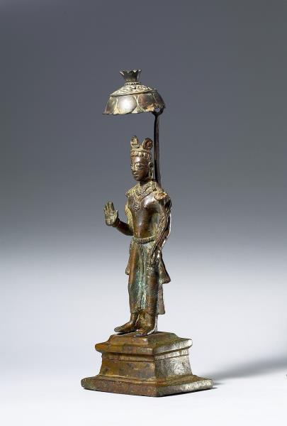 印度東南地區 5-6世紀 青銅 蓮華手觀音菩薩立像