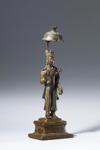 印度東南地區 5-6世紀 青銅 蓮華手觀音菩薩立像