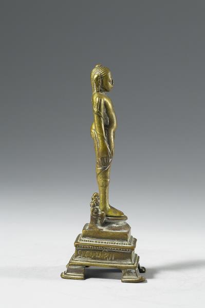 印度東南地區 14世紀 青銅鎏金 耆那教聖者婆呼婆里苦修立禪像