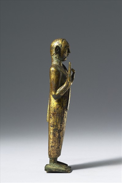 斯里蘭卡 18世紀 青銅鎏金嵌半寶石 佛立像