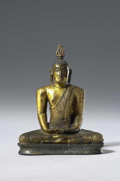 青銅鎏金嵌銀釋迦牟尼佛趺坐像