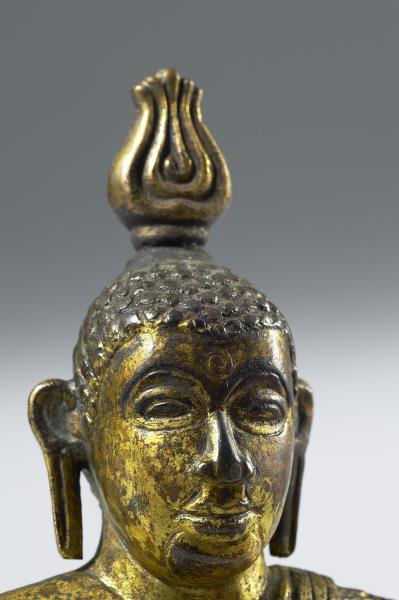 青銅鎏金嵌銀釋迦牟尼佛趺坐像