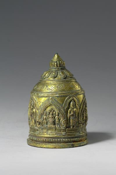 泰國 12世紀 青銅鎏金 舍利塔