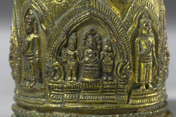 泰國 12世紀 青銅鎏金 舍利塔