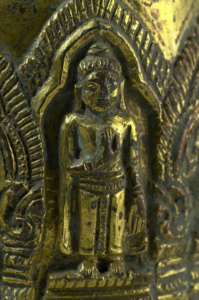 泰國 12世紀 青銅鎏金 舍利塔