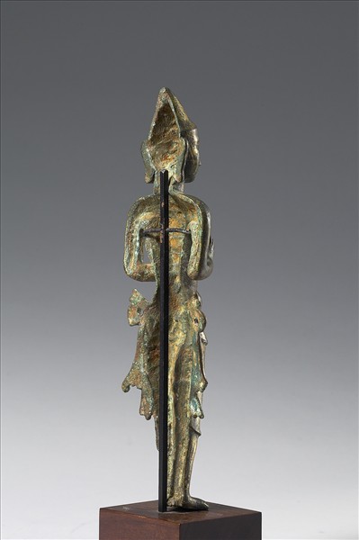 泰國 17世紀 青銅鎏金 供養人合掌立像