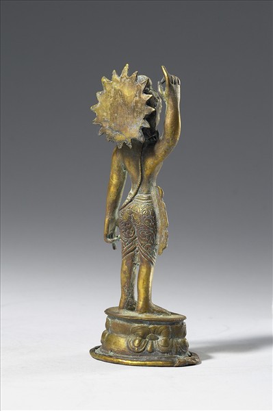 尼泊爾 14-15世紀 青銅 誕生佛立像