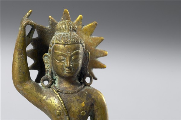 尼泊爾 14-15世紀 青銅 誕生佛立像