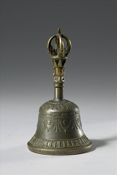 西藏 18世紀 青銅鎏金 五鈷金剛鈴