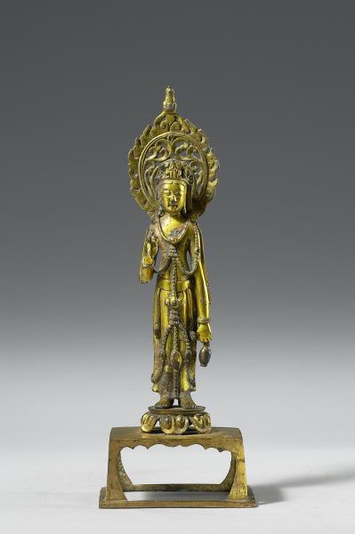 中國 北齊 銅鎏金 觀音菩薩像