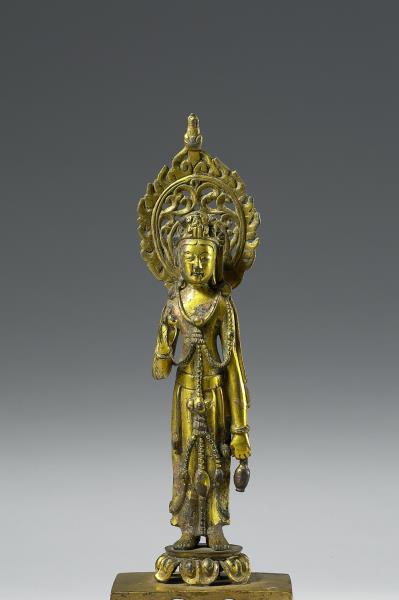 中國 北齊 銅鎏金 觀音菩薩像