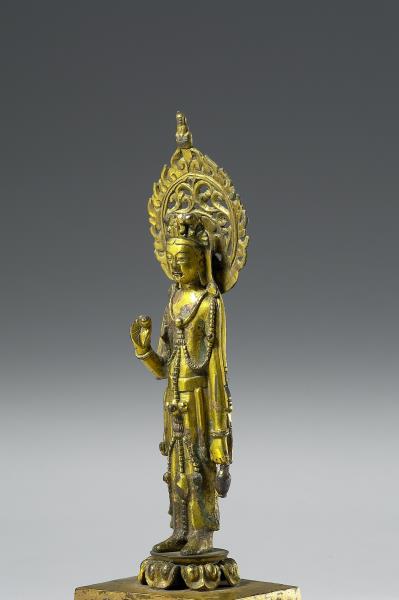 中國 北齊 銅鎏金 觀音菩薩像