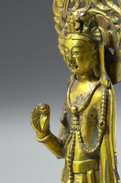 中國 北齊 銅鎏金 觀音菩薩像