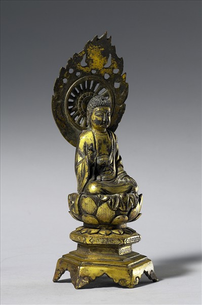中國 唐 銅鎏金 佛坐像