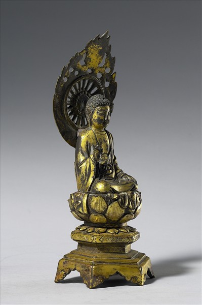 中國 唐 銅鎏金 佛坐像
