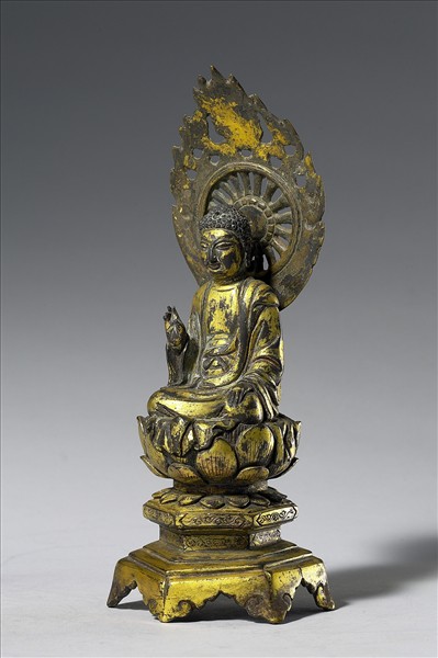 中國 唐 銅鎏金 佛坐像