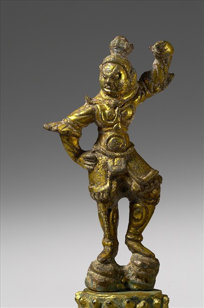 中國 唐 銅鎏金 坐佛三尊像