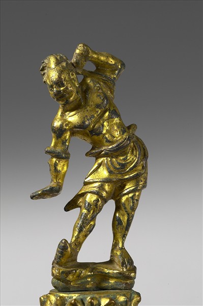 中國 唐 銅鎏金 坐佛三尊像