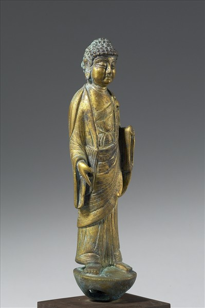 中國 明 銅鎏金 佛立像