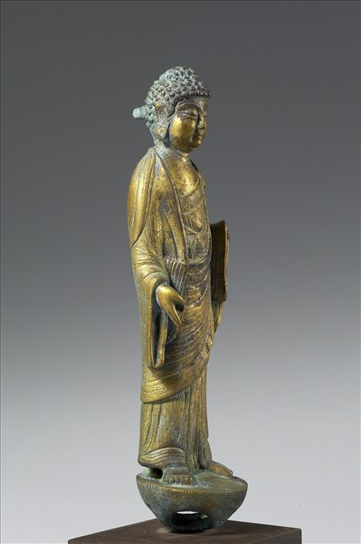中國 明 銅鎏金 佛立像