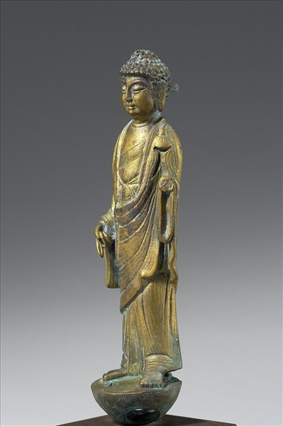 中國 明 銅鎏金 佛立像