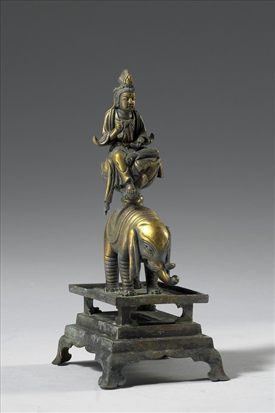 中國 明 銅鎏金 普賢騎象像